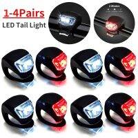 ♟♘◊ 1-4Pairs LED Silicone Bicycle Front Rear Light Set 3 Modes Waterproof MTB Mountain Road Bike Cycling Headlight Tail Warning Lamp