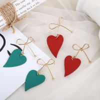 New Heart Women Dangle Earrings Gold Color Knot Top Hanging Earrings Korean Trendy Ear Jewelry aretes de mujer modernos