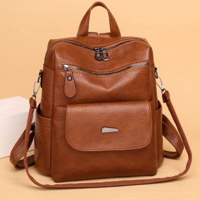 Fashion Street Trendy Womens Bags 2023 New Simple Womens Backpack Shoulder Bag Soft Pu Travel Backpack 2023