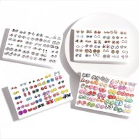 【DT】hot！ 36Pairs Earrings Mixed Styles Rhinestone Plastic Stud Set Jewelry