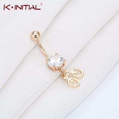 【CW】 Kinitial Pendant Piercing Rings Jewelry Rhinestones Navel Belly for