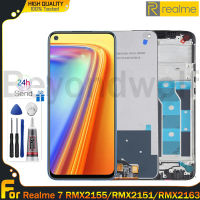 Beyondwolf จอแอลซีดี6.5นิ้วของแท้สำหรับ Realme 7 RMX2155 RMX2151จอแอลซีดีพร้อมกรอบ RMX2163จอแสดงผลหน้าจอสัมผัสจอแอลซีดีชิ้นส่วนจอสำหรับ Realme 7