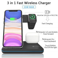 3 In 1 Wireless Charger สถานีชาร์จอย่างรวดเร็วสำหรับ Samsung Qi ศัพท์และ Tws หูฟังแบบพกพาชาร์จไฟ Led