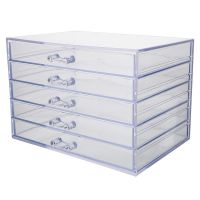 【hot】☁❄  5 Tiers Storage Drawers Makeup Organizer Display Transparent Jewelry Desktop Drawer