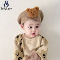 Baby Girl Knitted Beret Hat Winter Breathable Warm Windproof Three-dimensional Cartoon Bear Multi-color Cap【fast】