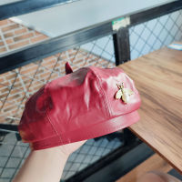 MYALICE Hot sale Women Beret Pearl Metal Carved Decoration Girls Newsboy Cap Charm Painter Hat PU Hat Drop shipping Wholesale