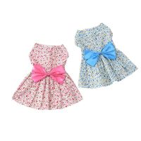 Spring Summer Dog Dress Bowknot Flower Lovely Princess Skirt Female Doggie Dresses Skirts Breathable Clothes for Chihuahua Pup Dresses