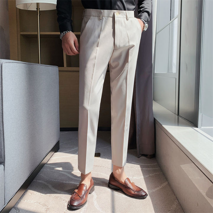 2023ใหม่ธุรกิจชุดกางเกงผู้ชายสีทึบสำนักงานสังคมอย่างเป็นทางการกางเกง-casual-streetwear-งานแต่งงานกางเกง-pantalon-homme