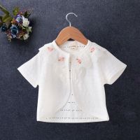 Childrens spring thin air-conditioned sunscreen cardigan girls short-sleeved shawl small, medium and large baby cloak vest jacket儿童春装薄款空调防晒开衫女童短袖披肩小中大宝宝披风坎肩外套