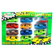 Bộ 12 Xe Mô Hình Đồ Chơi Die-cast Siêu Xe Ô Tô Con Bằng Nhựa Hàng Việt Nam