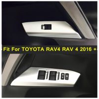 Laus สำหรับโตโยต้า RAV4 RAV 4 2016 2017 2018 ABS อัตโนมัติจัดแต่งทรงผมภายในประตูที่เท้าแขนหน้าต่างลิฟท์ปุ่มปกตัด4ชิ้นเซ็ต