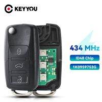 KEYYOU ชิป ID48 434 Mhz สำหรับ VW Volkswagen Golf พัสสาทโปโลเจ็ทตะโทรัน1K0 Bora Sharan 959G 2004-2010กุญแจรถยนต์รีโมท