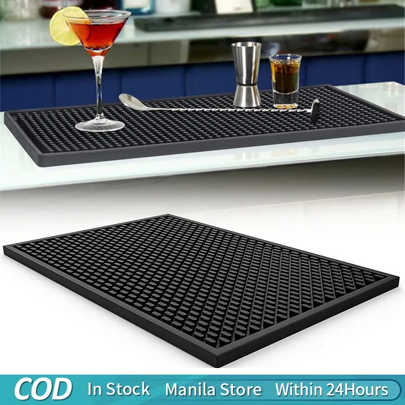 Ready Stock+COD] Bar Mat Anti-slip Rubber Mats Thickened Pvc Rubber Shock  absorbers Bar Counter Mat Black