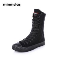 2022 Tall Sneakers Women Shoes Canvas Casual High Top Shoes Long Boots Lace-Up Zipper Comfortable Flat Boots Zapatillas Mujer