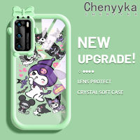 เคส Chenyyyka สำหรับ Huawei P40 P40 Pro เคสโทรศัพท์โปร่งใสนิ่มลายการ์ตูนคุโรมสีสันสดใสเลนส์กล้องถ่ายรูปปิศาจน้อยน่ารักเคสป้องกันเคสกันกระแทกซิลิโคน