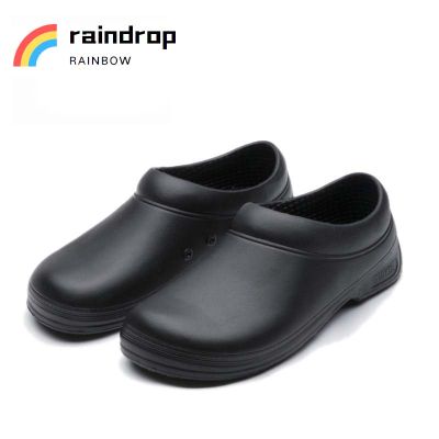 🌈raindrop🌈รองเท้าเชฟ รองเท้าเซฟตี้ รองเท้ากันลื่น รองเท้าหัวโต รองเท้าทำงาน Men shoes📣ทนน้ํามันและน้ํา👍