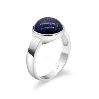 S925 Sterling Silver Blue Natural Stone Rings Vintage Lapis Lazuli Solid Silver Men Women Ring Jewelry for Engagement Gifts