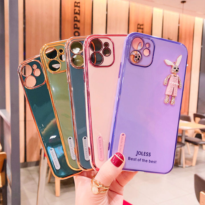 จัดส่งฟรี-ins-tiktok-colorful-6d-curve-plating-cute-rabbit-phone-case-for-vivo-y-1s-15s-11-21-91c-50-20-20s-12s-20i-12-76-15-17-19-30-31-33s-52-71-91-93-95-81-85-51-52-72-s1-pro-x70pro-v-23e-23-5-9-11