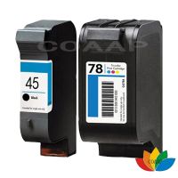 2pk Compatible hp 45 78 Refilled ink cartridges for HP45 for hp78 Deskjet 1180C 1280 930 930CM 932C 933C 934C Ink Cartridges