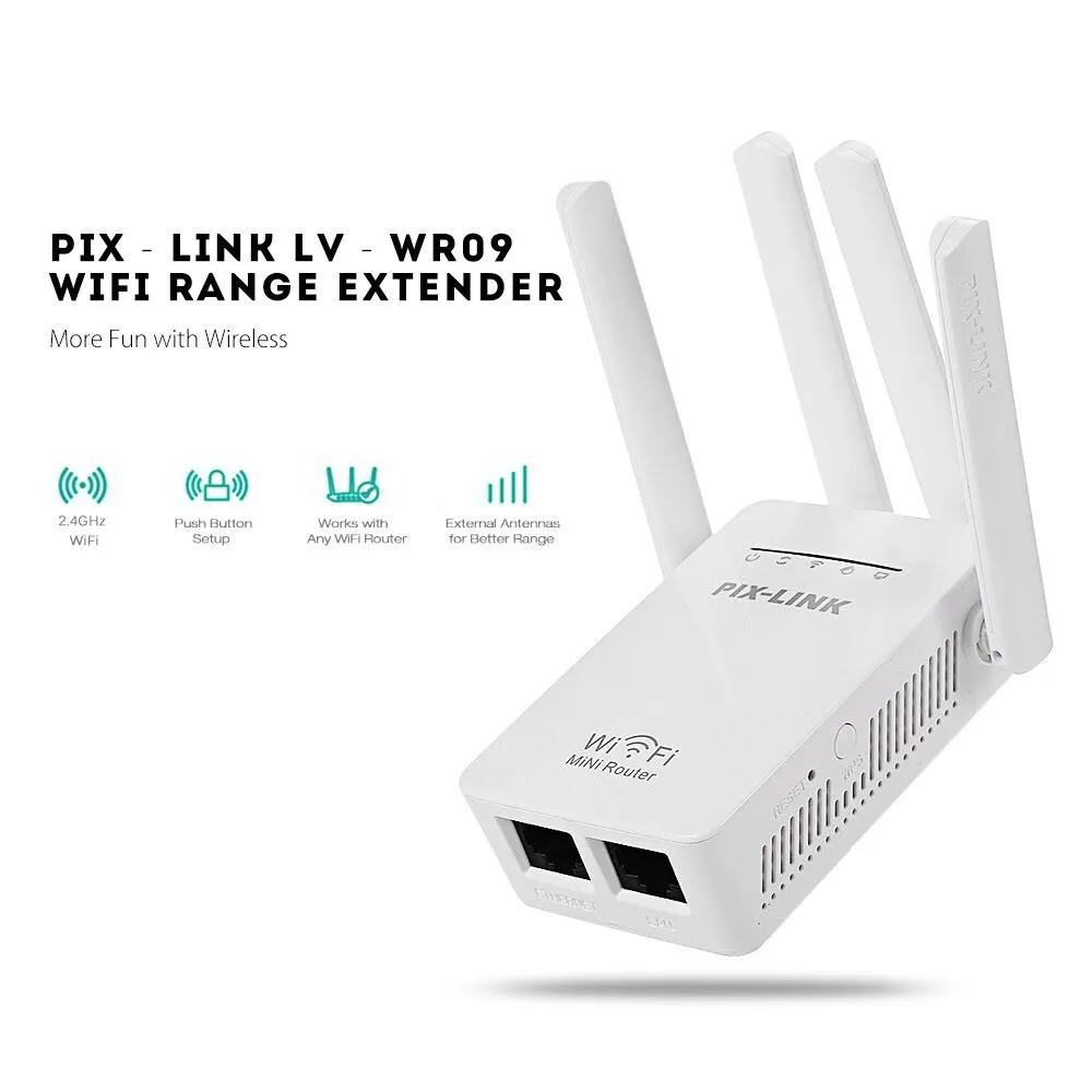 Wifi Repeater ตัวกระจายสัญญาณไวไฟ แบบ สี่เสา Pixlink Lv-Wr09 300M Bps  ตัวขยายสัญญาณ Wifi ระยะไกลจาก Router อุปกรณ์ กระจาย สัญญาณ Wifi ใน บ้าน  ขึ้น ชั้น 2 | Lazada.Co.Th