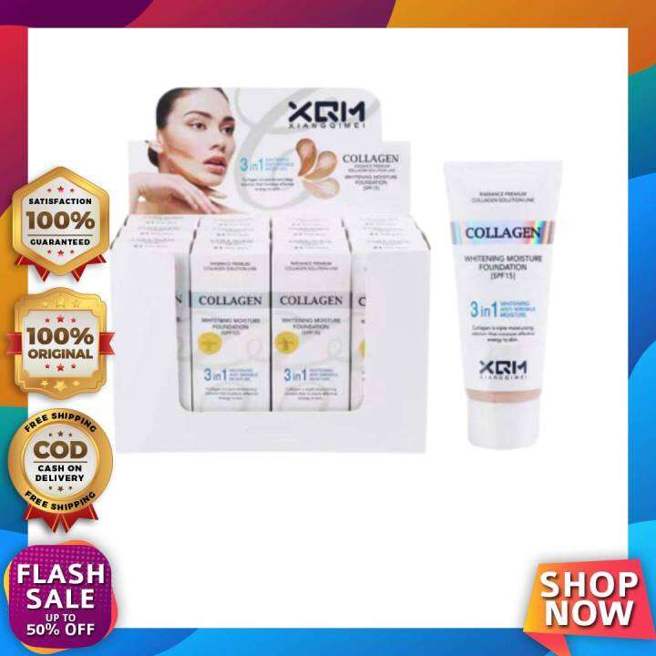 Original Xiangqimei Collagen Whitening Moisture Foundation 3in1 Whitening Anti Wrinkle Collagen
