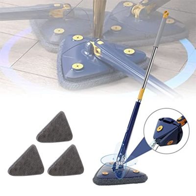 360° Rotatable Cleaning Mop Retractable Triangular Microfiber Dust Mop Long Handle Floor Squeeze Mops for Wall Ceiling Window