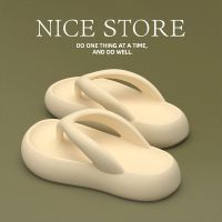 ☎♤✑ Thick-soled flip-flops for women in summer to increase the feeling of stepping on shit wear non-slip sandals and slippers solid color ins trendy beach shoes for the seaside m