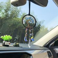 【CW】Creative Tree of Life Ornaments Car Decoration Accessories Hand-wound Dream Catcher Rearview Mirror Car Pendant Breakstone