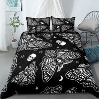 [COD]Bohemian Death Moth Skull Pattern ชุดเครื่องนอน King Queen Double Full Twin Single Size Bed Linen Set