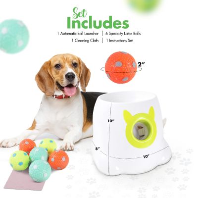 Automatic Dog Ball Launcher มาพร้อมกับ3 Ball Interactive Dog Tennis Throwing Machine ของเล่นกระตุ้นจิตใจของเล่นสุนัข