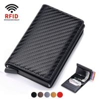 Credit Card Holder Men Women Wallet RFID Blocking Protected Aluminium Box PU Leather Wallets with Money Clip Designer Cardholder