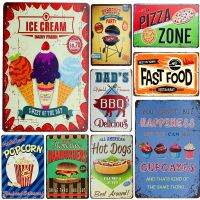 Celestineor Vintage Fast Food ป้ายโลหะดีบุก-Dad BBQ Hamburger Hot Dog Pizza Fries Cupcake Ice Cream Wall Decor สำหรับห้องครัว,คาเฟ่,Diner-Retro สไตล์ Art พิมพ์