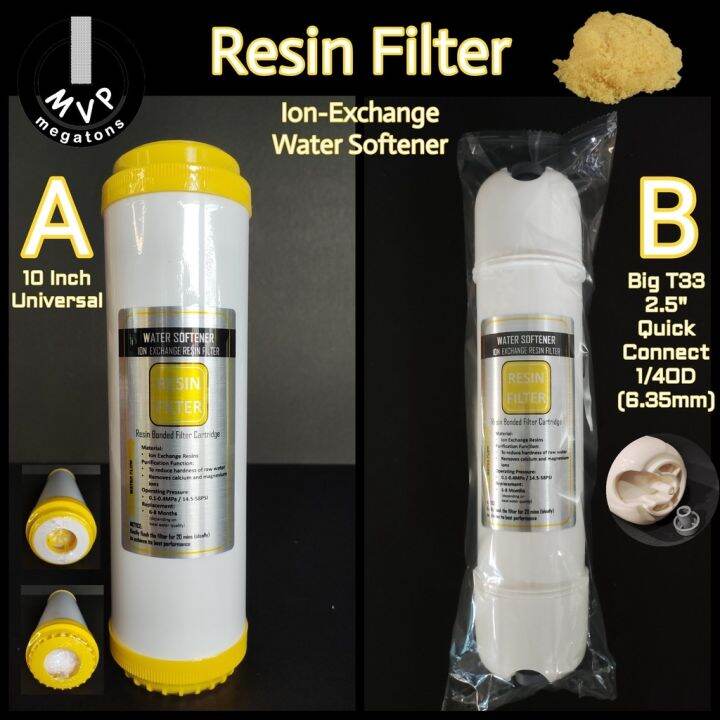 Resin Water Filter Ion Exchange Softener (10 Inch Universal or Connect