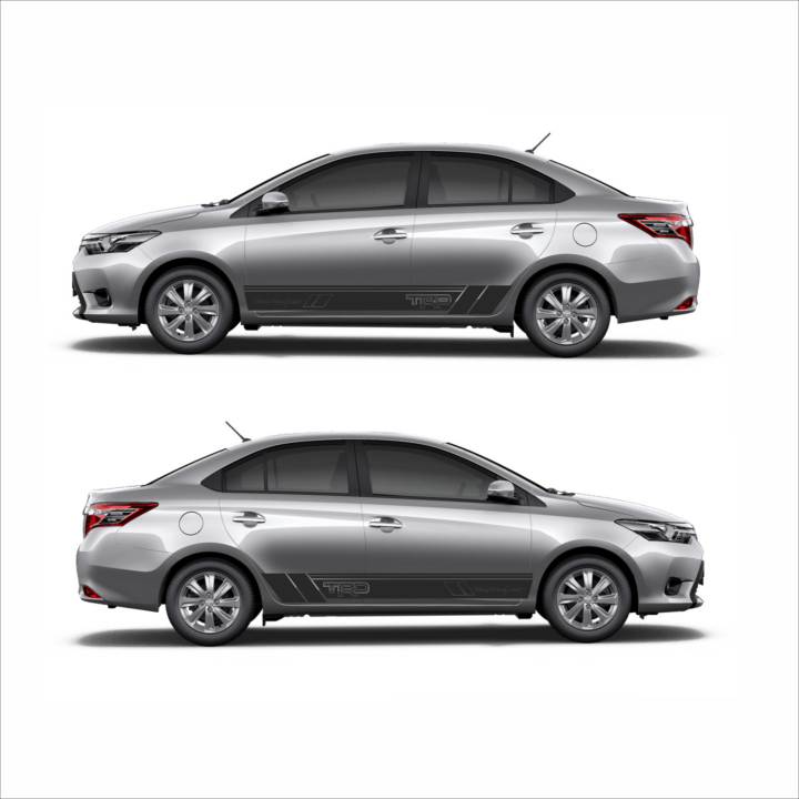 Toyota Vios TRD Linear Decal Design Gloss Black Color Cut Out Vinyl