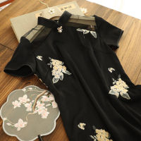 【CW】2022 Summer Cheongsam Womens Clothing Girl R Chinese Traditional Style Dress Qipao Oversized French Improved Embroidered