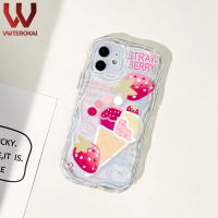 เคสโทรศัพท์ลายคลื่นไอศกรีมสตรอเบอรี่สีชมพูน่ารักสำหรับ Samsung Galaxy A20 M10 A52 A30 A50 A50S A30S A10S A20S A12 A21S A02S M11ปกป้องกล้องฝาหลังซิลิโคนนิ่มกันกระแทก