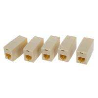 5 Pcs Beige Plastic RJ11 6P4C Female/Female Telephone Cable Inline Connector