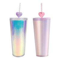 Bling Cup 775ml Rhinestones Water Bottle With Lid And Love Heart Straw Portable Water Bottle For Gym Business Trip Dating Beach Traveling Weddings manner