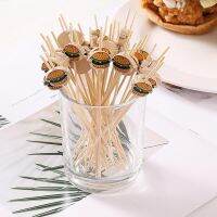 100Pcs Hamburger Garnish Bamboo Sticks Disposable Fruit Stick Food Picks Bento Tools Snack Skewers Party Buffet Bamboo