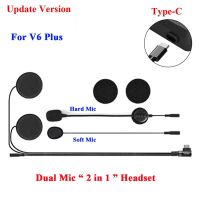 Type-C V6 Plus Accessories Earphone Speaker Dual Microphone For V6 Pro Plus Motorcycle Helmet Bluetooth Intercom