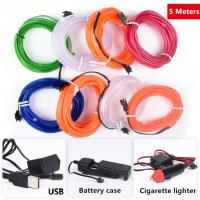 [ANYA Auto Parts] 5เมตร12โวลต์ DIY รถ EL ลวดเชือกแสงภายในอัตโนมัติ USB หลอดไฟ LED Strip บรรยากาศโคมไฟตกแต่งที่มีความยืดหยุ่นแสงนีออน