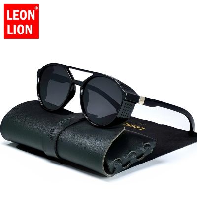แว่นตาวินเทจสำหรับผู้ชายแว่นตากันแดดบุรุษออกแบบแบรนด์ผู้ชายแว่นกันแดดพังก์คลาสสิก LeonLion UV400 2022 Oculos De Sol Gafas Punk