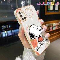 Jjlingji เคสสำหรับ Samsung กาแลคซี M31 A31ไพรม์เคสลายการ์ตูนสนูปี้ใหม่กรอบสี่เหลี่ยมเคสพื้นผิวชุบซิลิกาเจลนิ่มกันกระแทกเคสมือถือฝาครอบป้องกันเลนส์กล้องถ่ายรูป