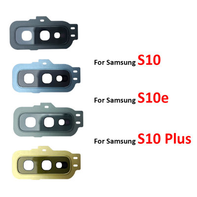 Penutup A Kaca Kamera Belakang Baru dengan Pemegang Bingkai dengan Pelekat untuk Samsung S10e S10 Plus Alat Gangantian