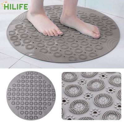 【cw】 Bath Mat Shower Floor Drainage Non slip Massage Pad Bathroom Carpet PVC Foot Brush Suction cup Round ！