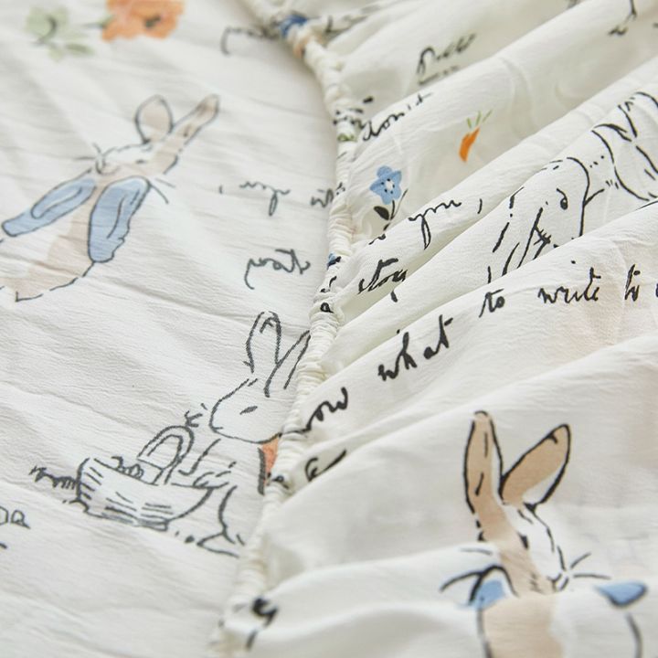 ผ้าคลุมที่นอนผ้าฝ้ายผ้าปูที่นอนพอดีสไตล์การ์ตูนผ้าปูเตียงพิมพ์ลายเดี่ยว-ควีน-คิงไซส์-ปลอกหมอนต้องสั่ง