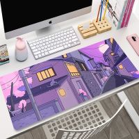 Kawaii Cat Mouse Pad เครื่องเกมคอนโซล 900x400 Table Pad XXL แผ่นรองเมาส์ขนาดควีนไซส์ แผ่นรองเมาส์เกมมิ่งสีม่วงน่ารัก