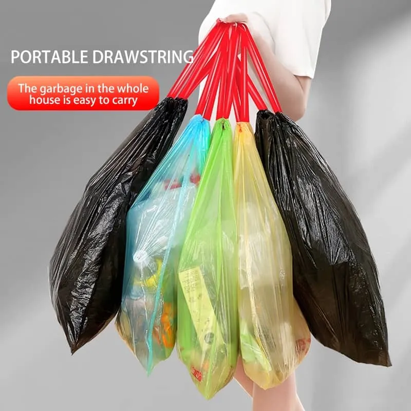 1 Roll (15Pcs/Roll) Thickened Drawstring Trash Bag Garbage Bags