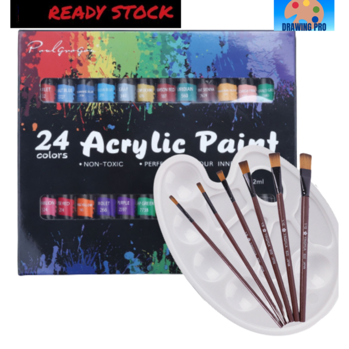 High Grade 24 Color Acrylic Paint used for painting canvas , color