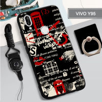 เคส TPU แบบนิ่มสำหรับ VIVO Y95คลุมทั้งหมดเคสโทรศัพท์กันตกแบบแฟชั่นกันรอยขีดข่วนฝามีที่ถือวงแหวนและเชือกโทรศัพท์